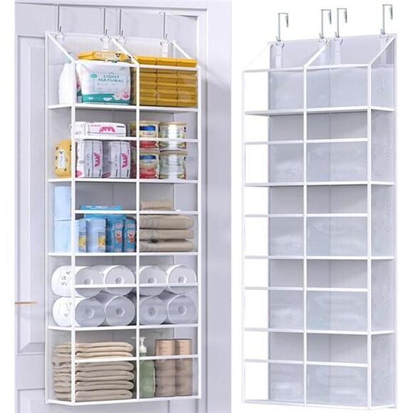 Clear Over The Door Organizer 5 Shelf Hanging Storage for Closet Pantry Room - Picture 8 of 8